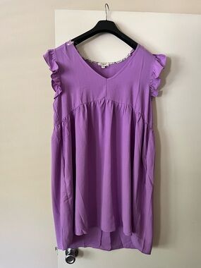 Umgee Purple Dress with Floral Trim